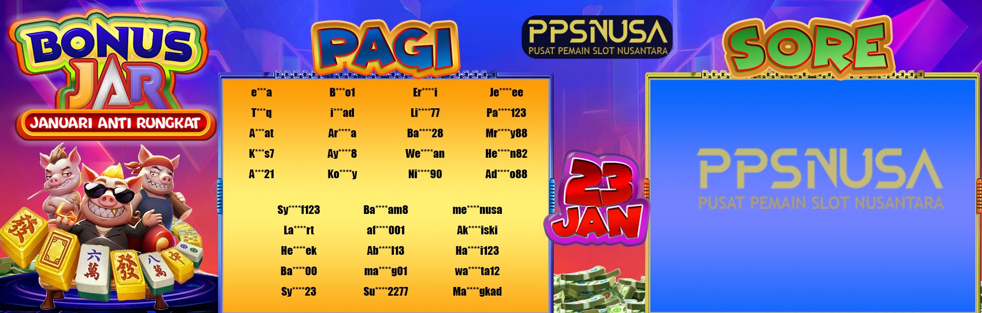 PEMENANG UNDIAN PAGI PPSNUSA "Bonus JAR (Januari Anti Rungkat)" 23 JANUARY 2025