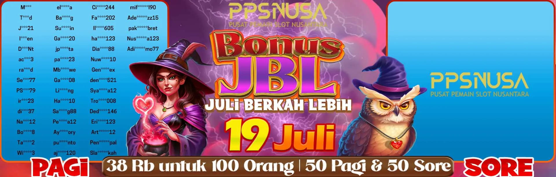 PEMENANG UNDIAN PAGI PPSNUSA "Bonus JBL (JULI BERKAH LEBIH)" 19 JULY 2025				