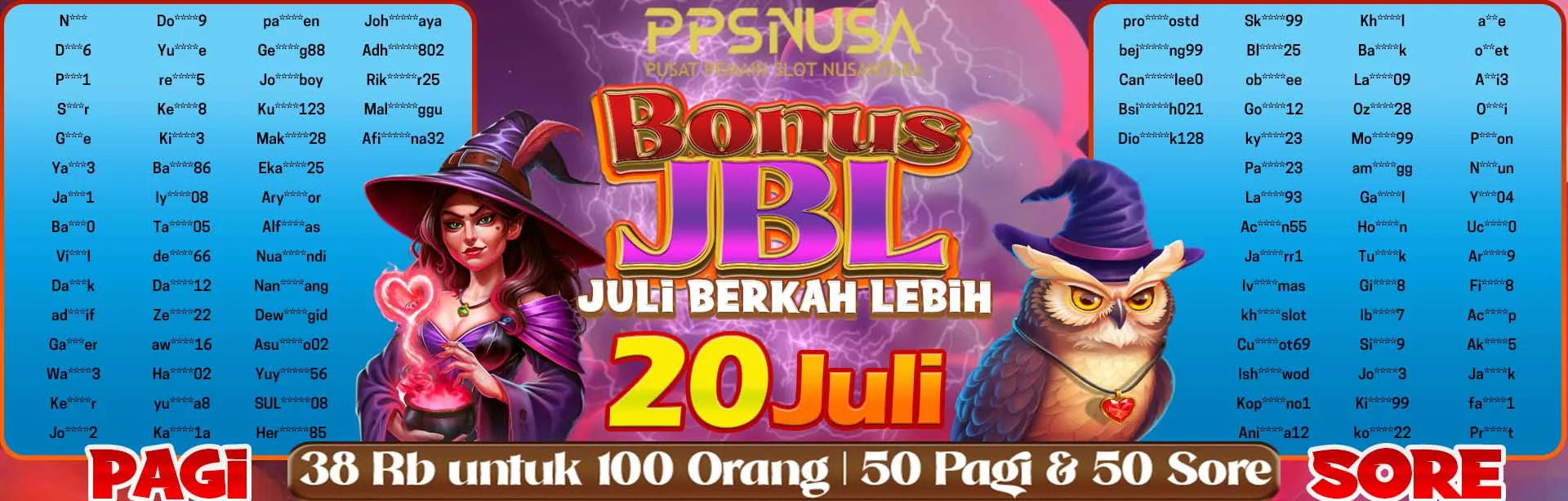 PEMENANG UNDIAN MALAM PPSNUSA "Bonus JBL (JULI BERKAH LEBIH)" 20 JULY 2025