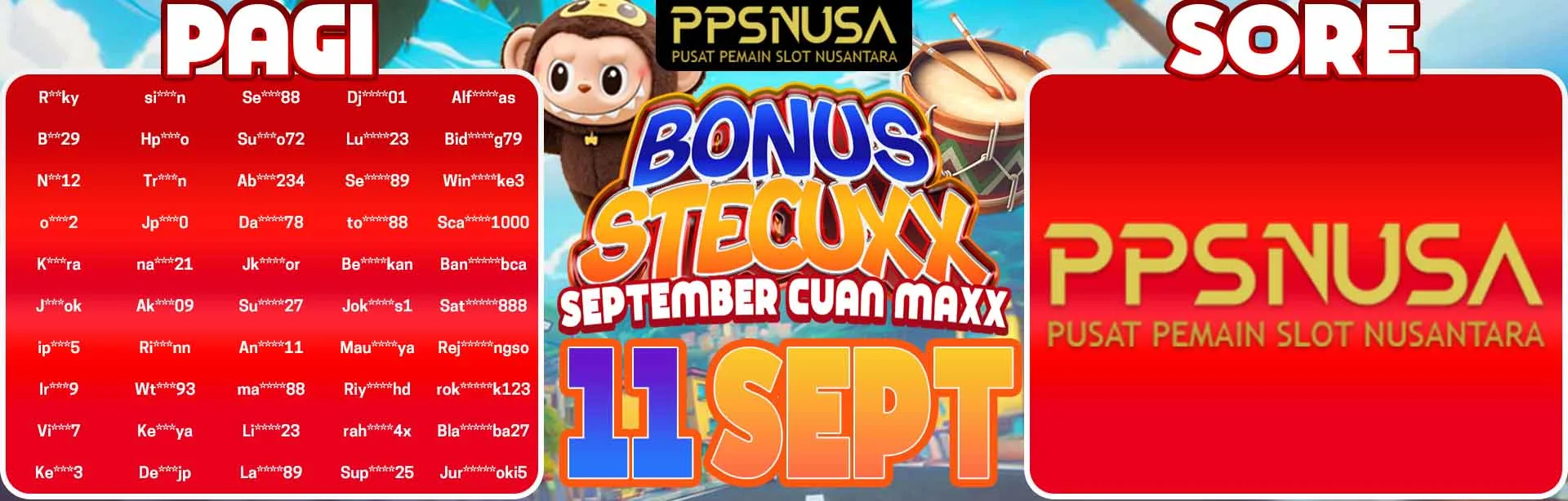 PEMENANG UNDIAN PAGI PPSNUSA "BONUS STECUXX (September CUan MaXX)" 11 SEPTEMBER 2025