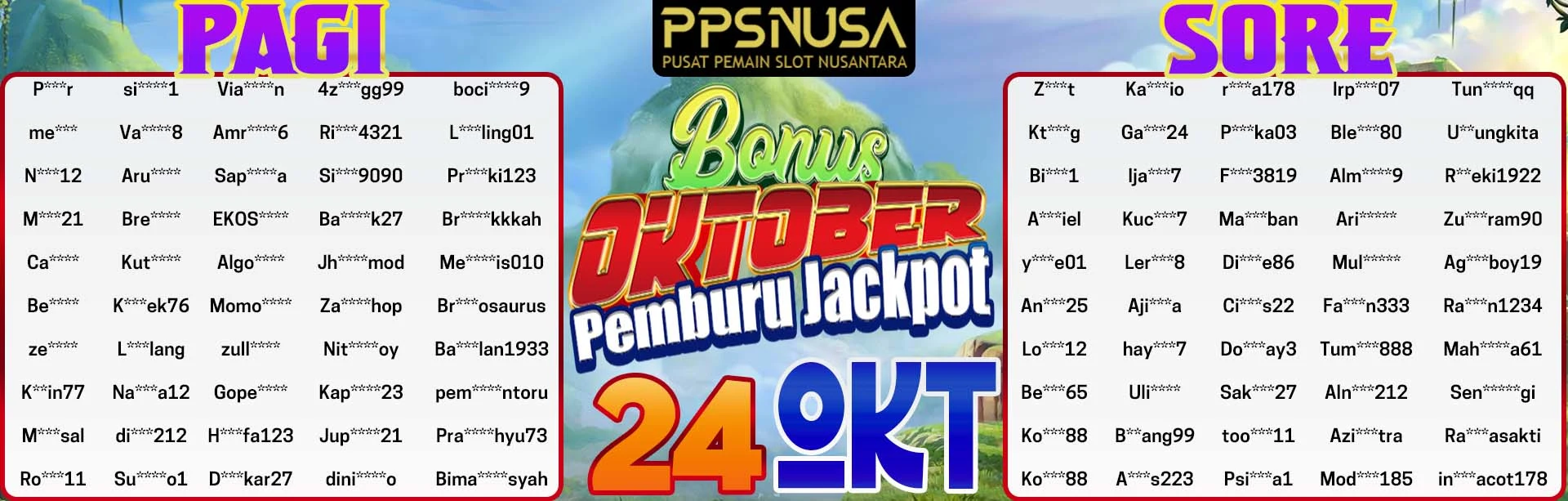 PEMENANG UNDIAN MALAM PPSNUSA BONUS OCOTBER JACKPOT 24 OCTOBER 2025			