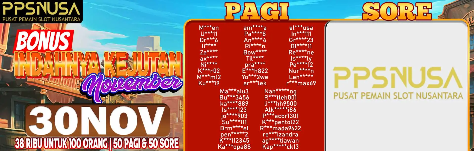 PEMENANG UNDIAN PAGI PPSNUSA "BONUS INDAHNYA KEJUTAN NOVEMBER" 30 NOVEMBER 2025				