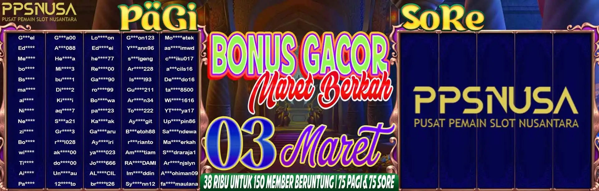 PEMENANG UNDIAN PAGI PPSNUSA "BONUS GACOR MARET BERKAH" 3 MARET 2026