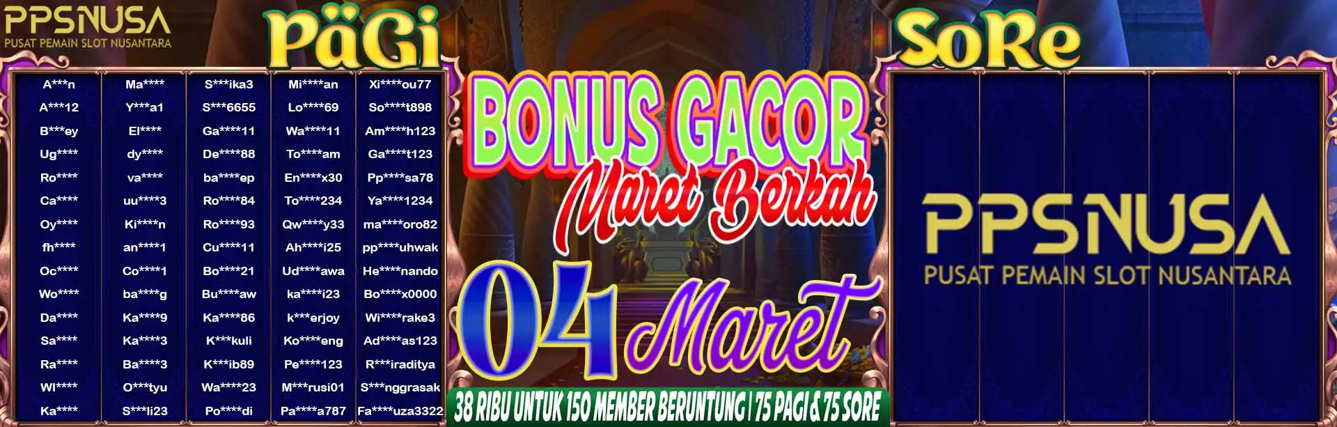 PEMENANG UNDIAN PAGI PPSNUSA "BONUS GACOR MARET BERKAH" 4 MARET 2026