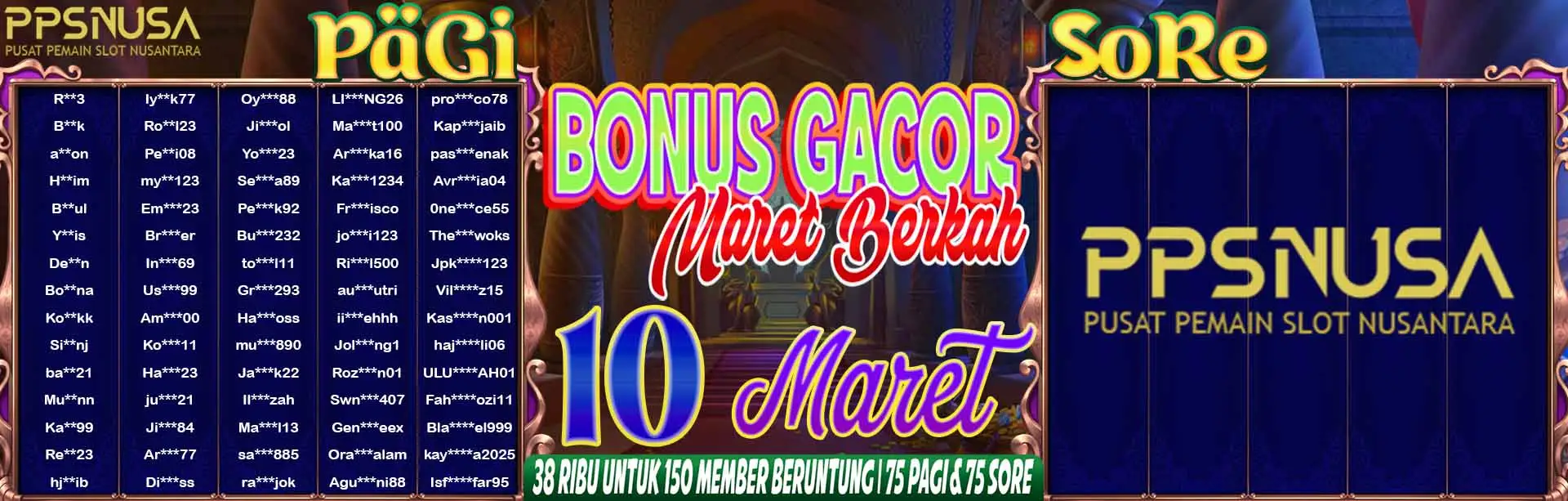 PEMENANG UNDIAN PAGI PPSNUSA "BONUS GACOR MARET BERKAH" 10 MARET 2026