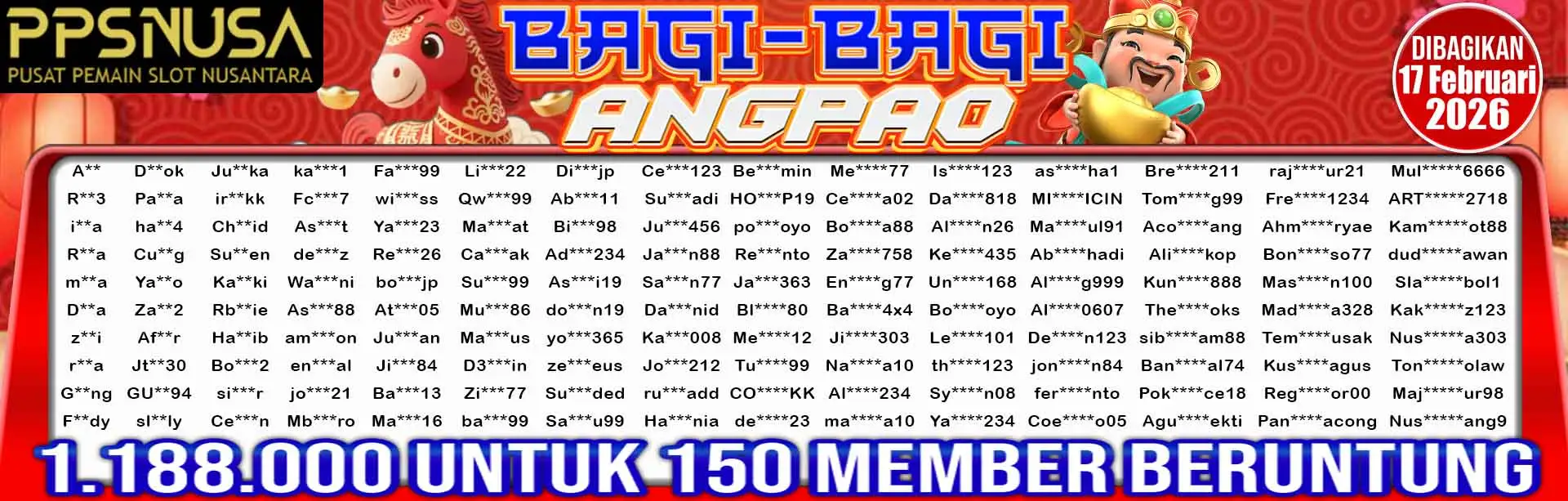 PEMENANG BAGI BAGI ANGPAO dari PPSNUSAA