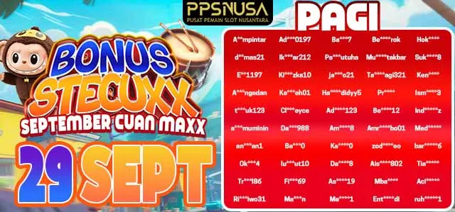 PEMENANG UNDIAN PAGI PPSNUSA "BONUS STECUXX (September CUan MaXX)" 29 SEPTEMBER 2025 