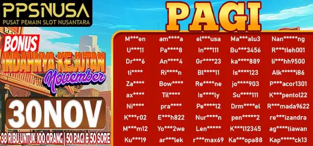 PEMENANG UNDIAN PAGI PPSNUSA "BONUS INDAHNYA KEJUTAN NOVEMBER" 30 NOVEMBER 2025				