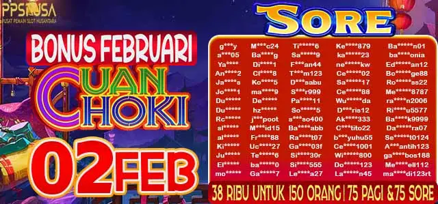 PEMENANG UNDIAN MALAM PPSNUSA "BONUS FEBRUARI CUAN HOKI" 2 FEBRUARI 2026 