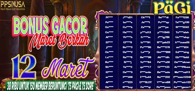 PEMENANG UNDIAN MALAM PPSNUSA "BONUS GACOR MARET BERKAH" 12 MARET 2026