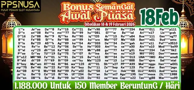PEMENANG BONUS SEMANGAT AWAL PUASA 18 FEB 2026 dari PPSNUSA