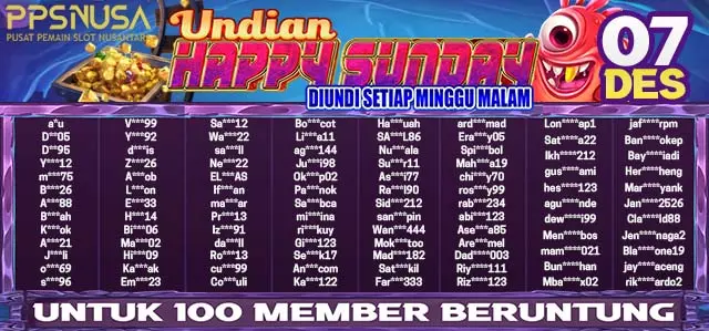 PEMENANG BONUS UNDIAN HAPPY SUNDAY PPSNUSA 07 DESEMBER 2025