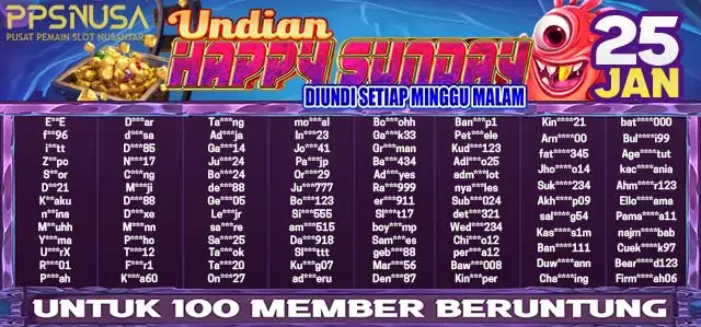 PEMENANG BONUS UNDIAN HAPPY SUNDAY PPSNUSA 25 JANUARI 2026 @150k			