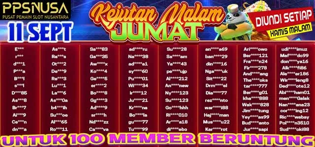 PEMENANG BONUS KEJUTAN MALAM JUMAT PPSNUSA 11 SEPTEMBER 2025 @100k