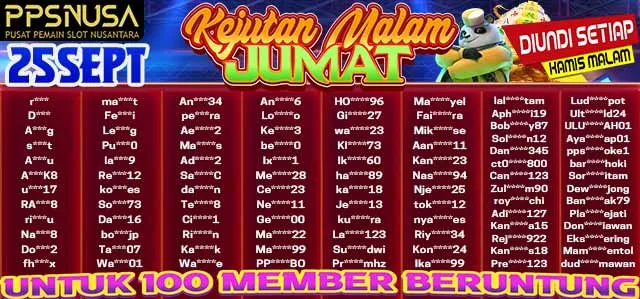 PEMENANG BONUS KEJUTAN MALAM JUMAT PPSNUSA 25 SEPTEMBER 2025 @100k				