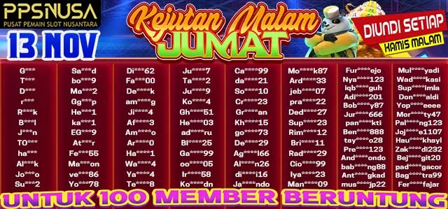 PEMENANG BONUS KEJUTAN MALAM JUMAT PPSNUSA 13 NOVEMBER 2025 @100k