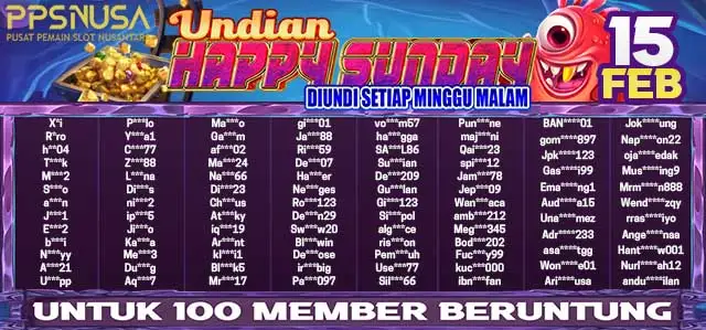 PEMENANG BONUS UNDIAN HAPPY SUNDAY PPSNUSA 15 FEBRUARI 2026 @150k
