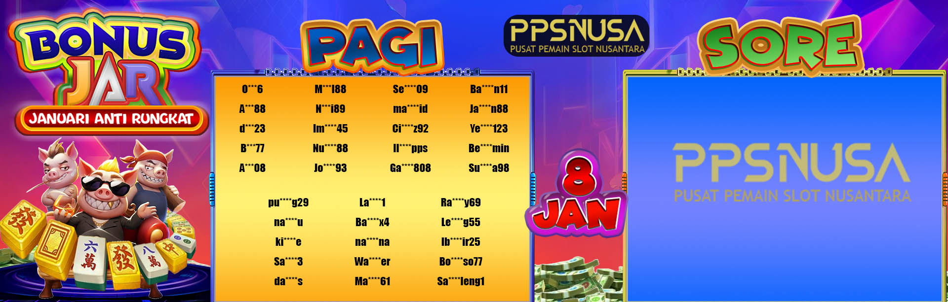 PEMENANG UNDIAN PAGI PPSNUSA "Bonus JAR (Januari Anti Rungkat)" 8 JANUARY 2025