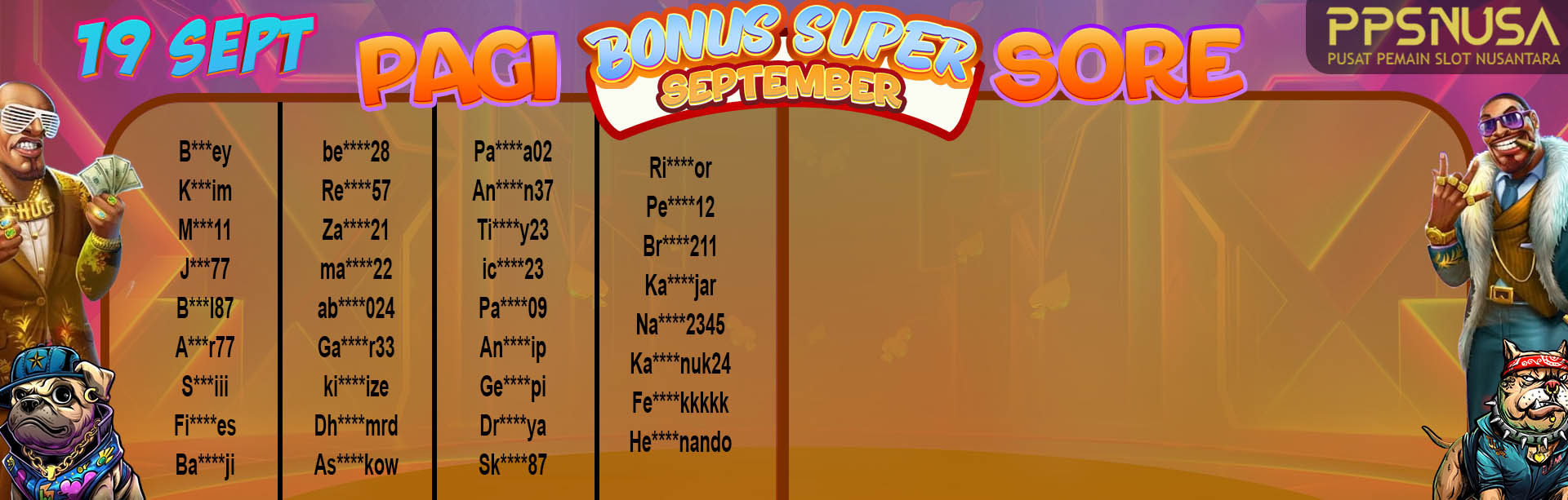 PEMENANG UNDIAN PAGI PPSNUSA "BONUS SUPER SEPTEMBER" 19 SEPTEMBER 2024				