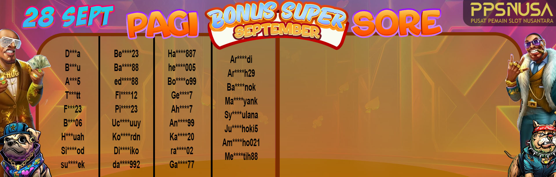 PEMENANG UNDIAN PAGI PPSNUSA "BONUS SUPER SEPTEMBER" 28 SEPTEMBER 2024			