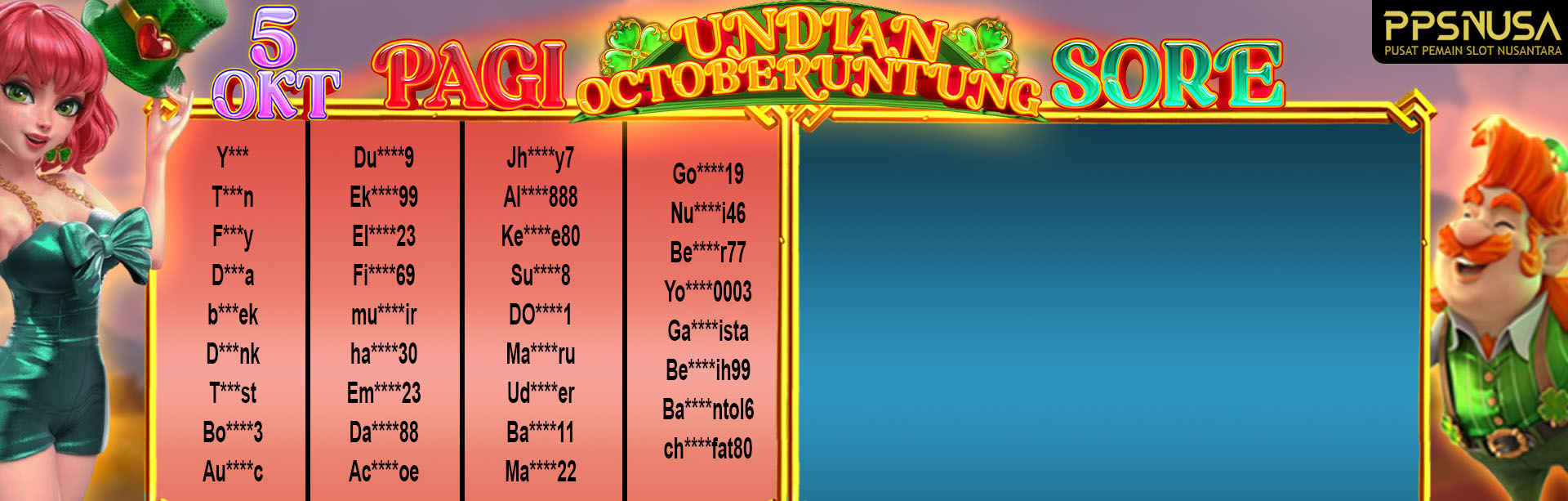 PEMENANG UNDIAN PAGI PPSNUSA "BONUS OCTOBERUNTUNG" 5 OCTOBER 2024	