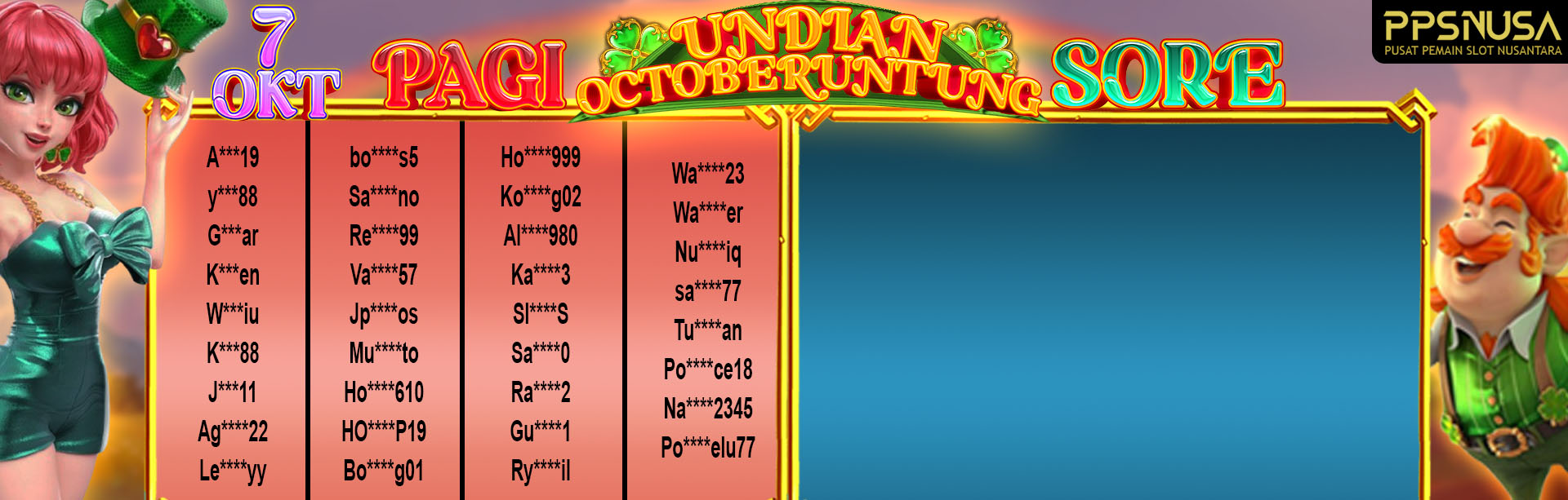 PEMENANG UNDIAN PAGI PPSNUSA "BONUS OCTOBERUNTUNG" 7 OCTOBER 2024				