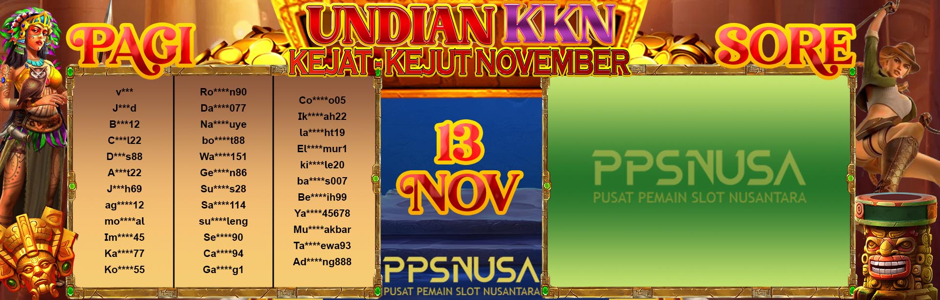 PEMENANG UNDIAN PAGI PPSNUSA "UNDIAN KKN (KEJAT KEJUT NOVEMBER)" 13 NOVEMBER 2024				