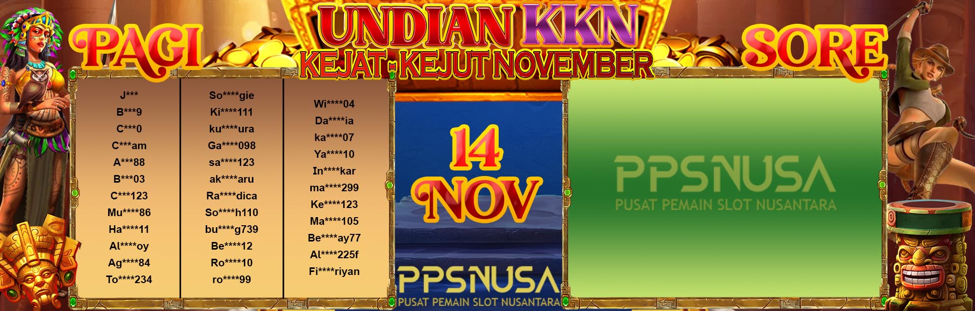 PEMENANG UNDIAN PAGI PPSNUSA "UNDIAN KKN (KEJAT KEJUT NOVEMBER)" 14 NOVEMBER 2024 