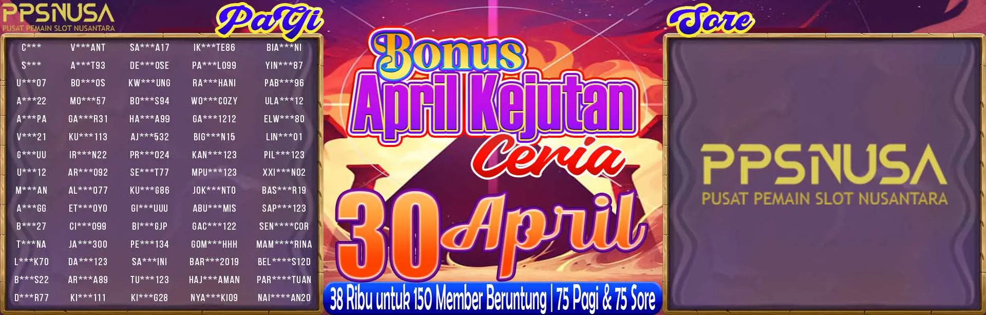 PEMENANG UNDIAN PAGI PPSNUSA "BONUS April Kejutan Ceria" 30 APRIL 2026