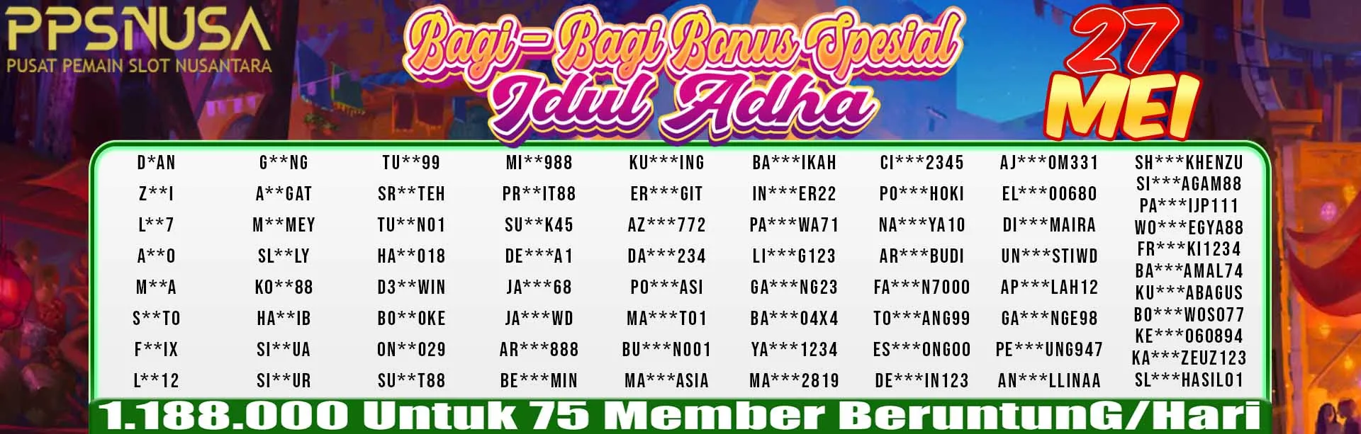 BONUS IDUL ADHA 27 Mei 2026 dari PPSNUSA				