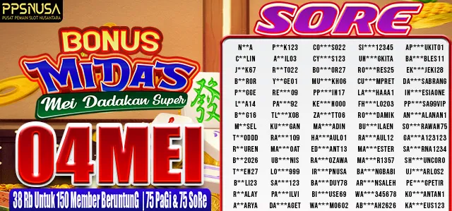 PEMENANG UNDIAN MALAM PPSNUSA "Bonus MiDaS (Mei Dadakan Super)" 4 MEI 2026