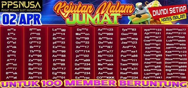 PEMENANG BONUS KEJUTAN MALAM JUMAT PPSNUSA 02 APRIL 2026 @100k