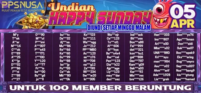 PEMENANG BONUS UNDIAN HAPPY SUNDAY PPSNUSA 05 APRIL 2026 @150k