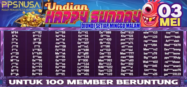 PEMENANG BONUS UNDIAN HAPPY SUNDAY PPSNUSA 03 MEI 2026 