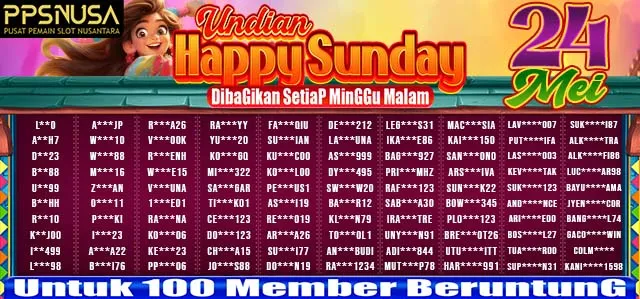 PEMENANG BONUS UNDIAN HAPPY SUNDAY PPSNUSA 24 MEI 2026 @150k